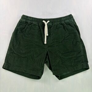 Wallace & Barnes Corduroy Dock Shorts Mens Small Green AV457 Elastic Waist 6"